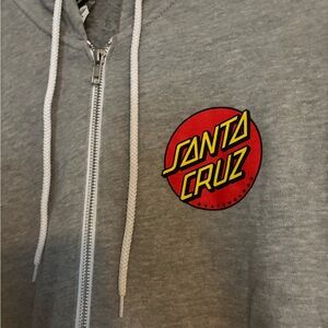 Santa Cruz Gray Hoodie with Red Logo